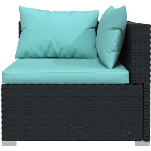 vidaXL - 7-delige - Loungeset - met - kussens - poly - rattan - zwart