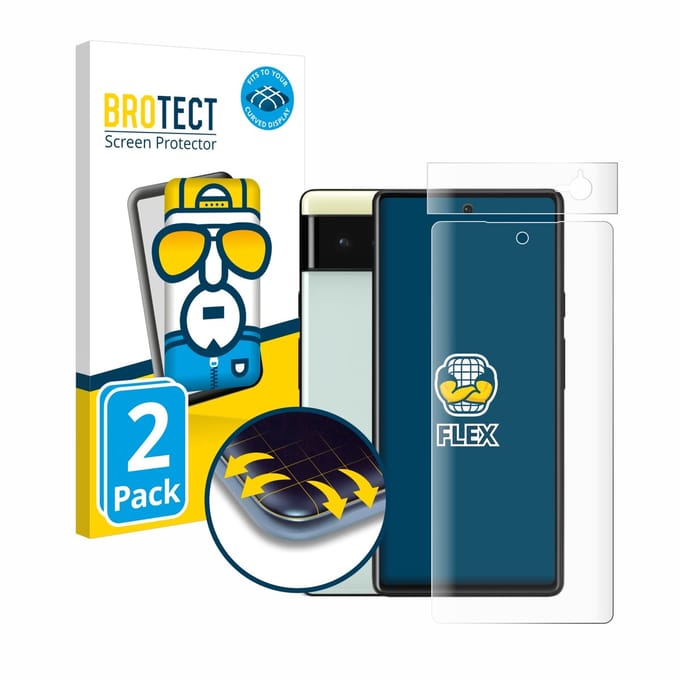 BROTECT - Screenprotector voor Google Pixel 6 (Voor+Camera) - Folie Beschermfolie transparant volledig dekking - 2 Stuks