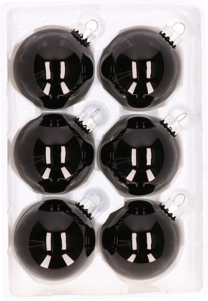 Cosy & Trendy Kerstballen - 6 stuks - zwart - glas - 7 cm