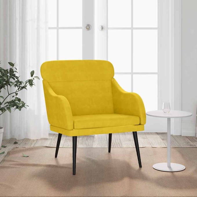 vidaXL - Fauteuil - 63x76x80 - cm - fluweel - geel