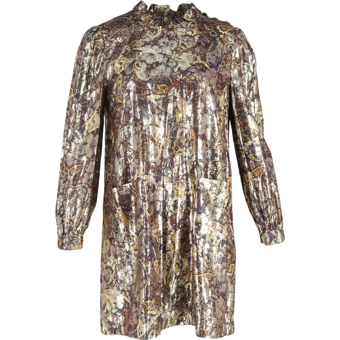 Ba&sh Chiba bedrukte mini-jurk van goudkleurige viscose
