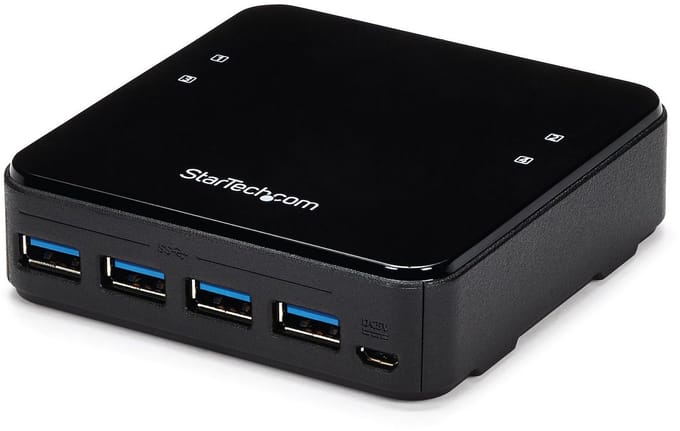 StarTech.com 4X4 USB 3.0 Peripheral Sharing Schakelaar - For Mac / Windows / Linux - Schakelaar - 4 ports USB hub - 4 - USB 3.0 - Zwart