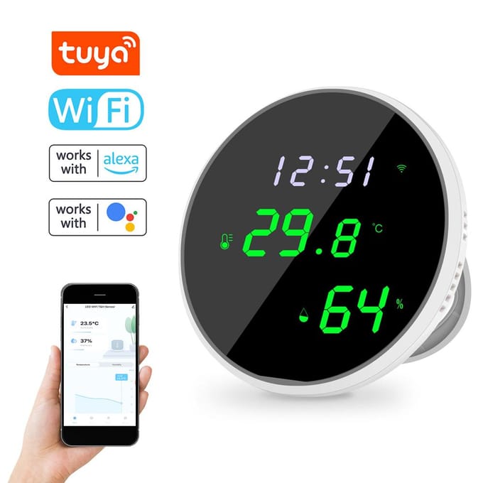 Tuya Wifi Temperatuur-vochtigheidssensoren APP Afstandsbediening voor thuis Intelligent Scenario veelkleurig