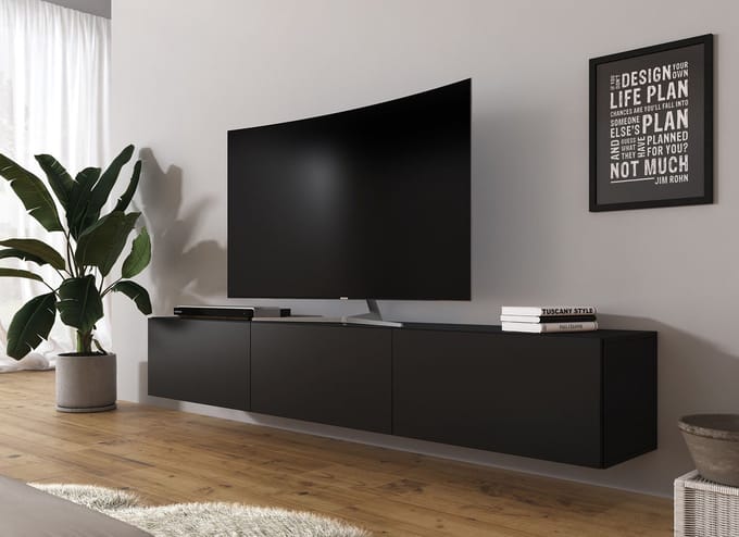 Meubella - TV-Meubel Bonzo - Mat Zwart - 180 cm