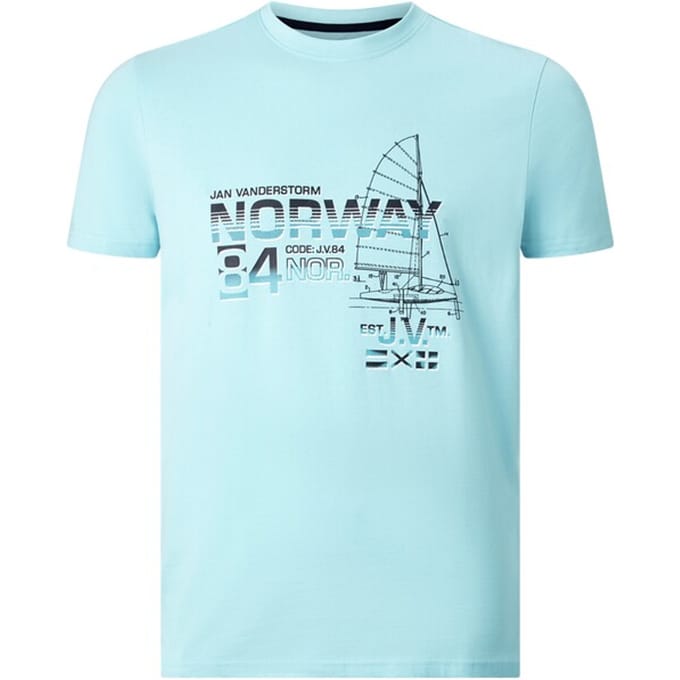 Jan Vanderstorm herren T-Shirt - 68/70 - turquoise - Plus Size