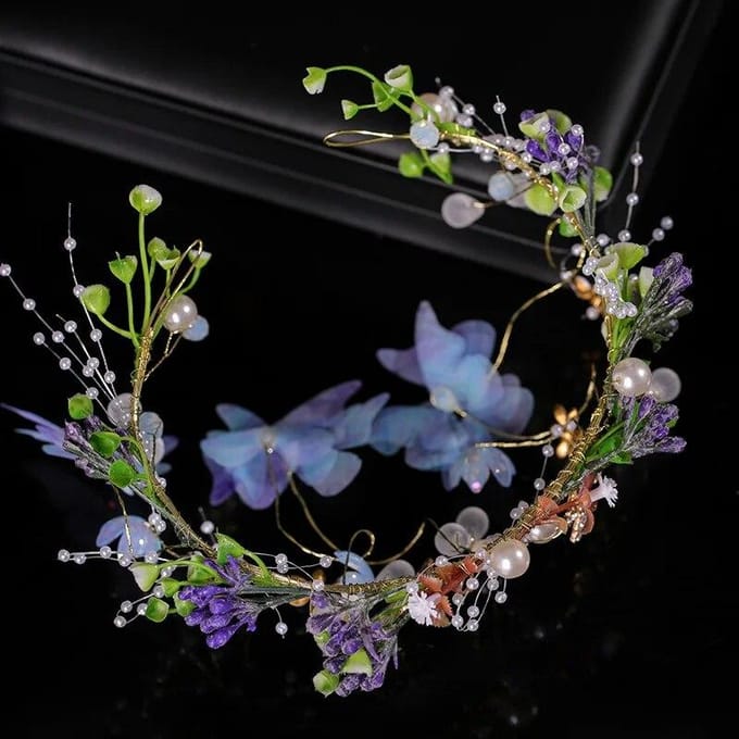 Luxe cristal perle bandeau bandeau diadème papillon fleur feuille bandeau diadème mariée mariage cheveux accessoires bijoux diadème rose