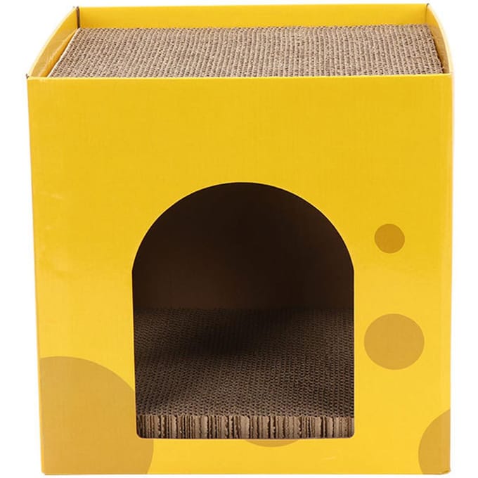 Kaasvormige Kattenkrabhuis Kartonnen Kattenkrabhuis Interessant Kat Verstopplek voor yellow
