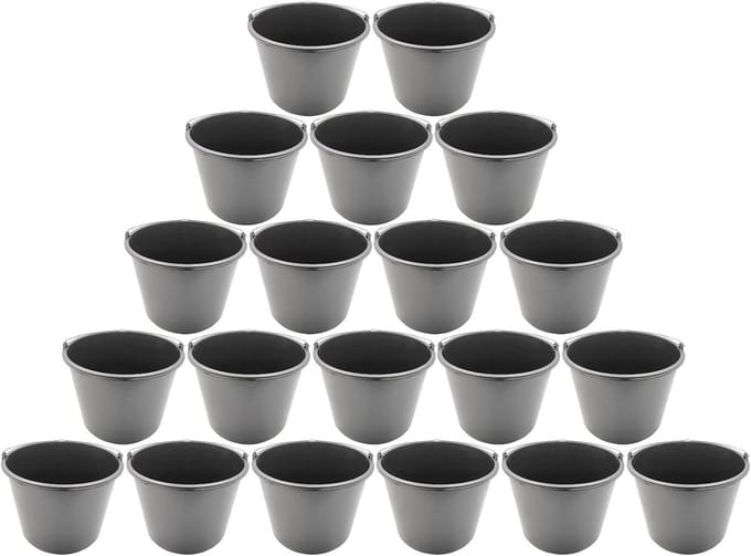 Set van 20 Stuks Robuuste Bouwemmers 12 Liter met Maatverdeling en Handvat