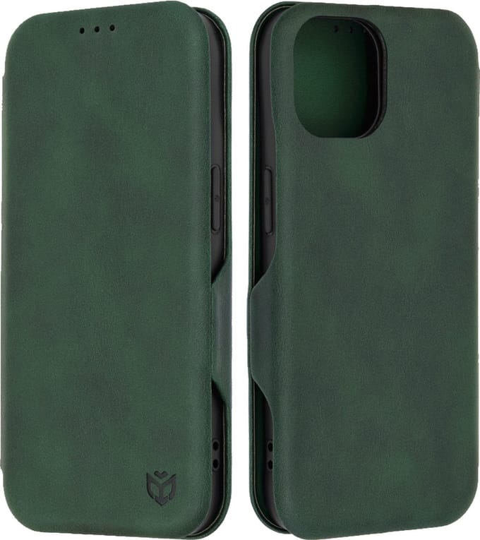 Hoesje geschikt voor Apple iPhone 15 - Techsuit Safe+ Book Wallet Case - Donkergroen