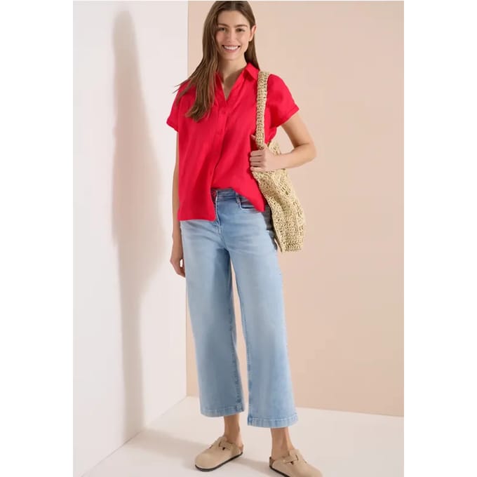 Blouse met hangende schouder in linnen
