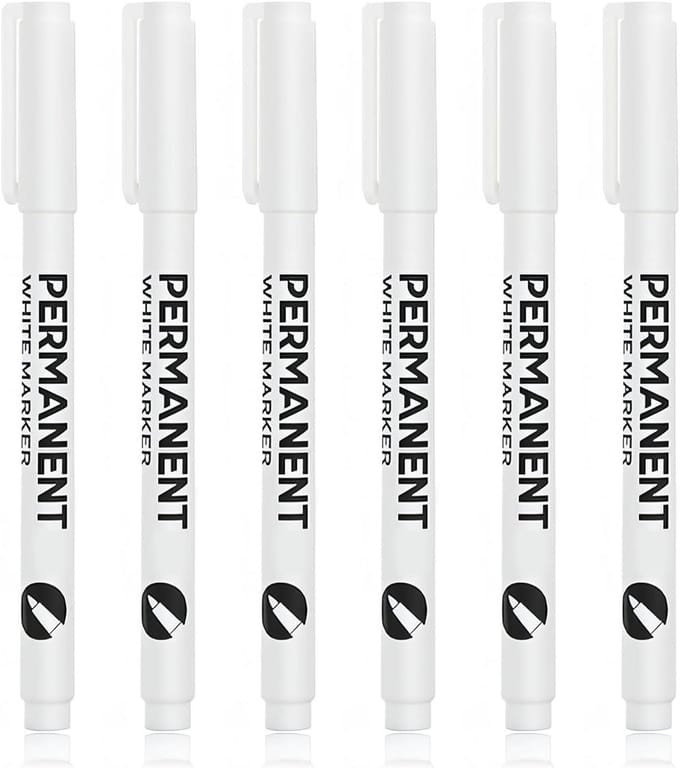 Witte lakstift 6 stuks - sneldrogend waterdicht voor metaal hout steen glas kunststof