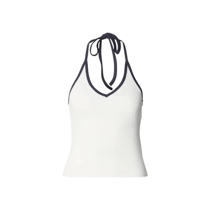 Urban Classics - Contrast Piping Neckholder Mouwloze top - L - Gebroken wit