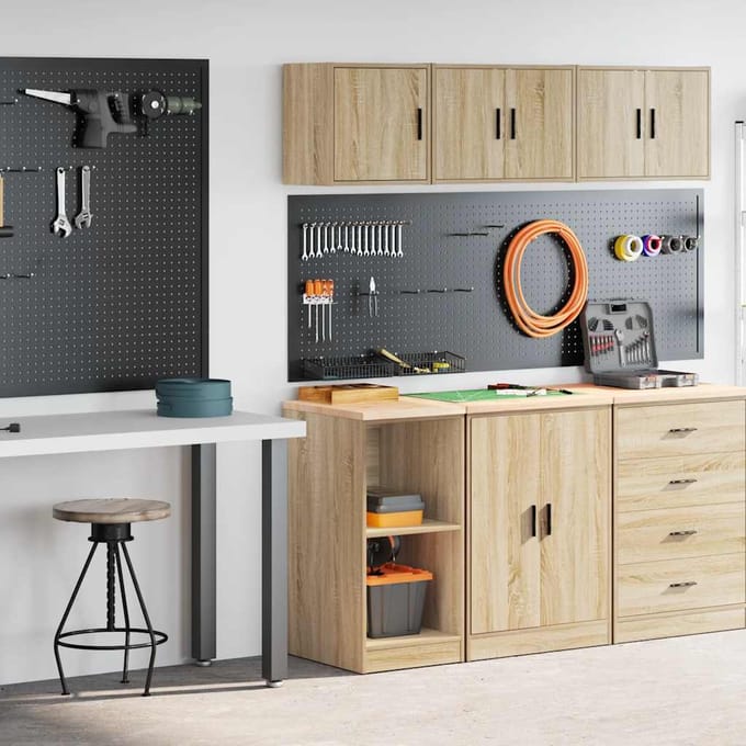vidaXL - Garagekasten - 2 - st - Spaanplaat - Sonoma - eikenkleurig