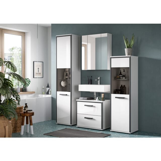 Furnilux Moderne badcombinatie met spiegelkast en wastafel compacte opbergoplossing