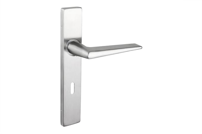 Lavuzo deurkruk Modena RVS met rechthoekig schild SL72 | Per set | Rvs deurkruk