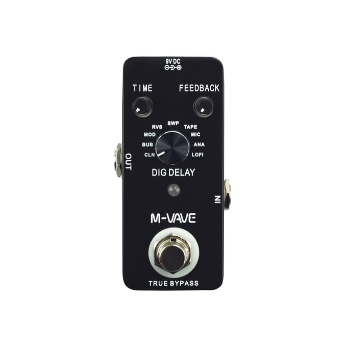 M-VAVE DIG DELAY Digitaal delay gitaareffectpedaal met 9 delay-effecten True Bypass, volledig metalen omhulsel zwart