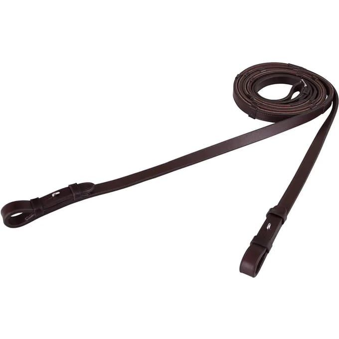 Teugel leer met antislip en stops 16mm blind Brown - Full | Bruin | Teugels paard
