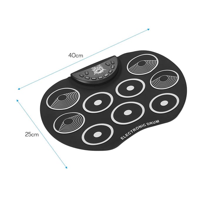Draagbare formaat oprolbare drumset Elektronische drumkit 9 siliconen drumpads USB/batterijvoeding met veelkleurig