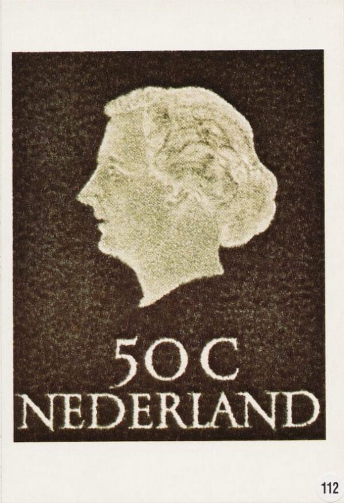 Briefkaart met afbeelding koningin Juliana postzegel
