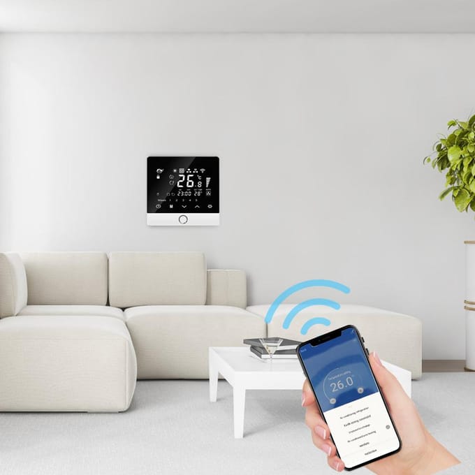 WiFi Slimme Thermostaat 5+2 Programmeerbaar Energiebesparend 3A Waterverwarming Tuya Spraakbesturing Thermostaat WiFi 3A Water Heating wit