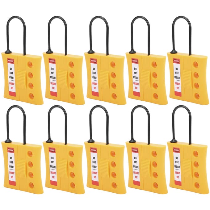 10 STKS 3mm Lockout Tagout Slot Duurzaam 4-Gats Geïsoleerd Nylon Veiligheids Energie-isolatie Hangslot yellow
