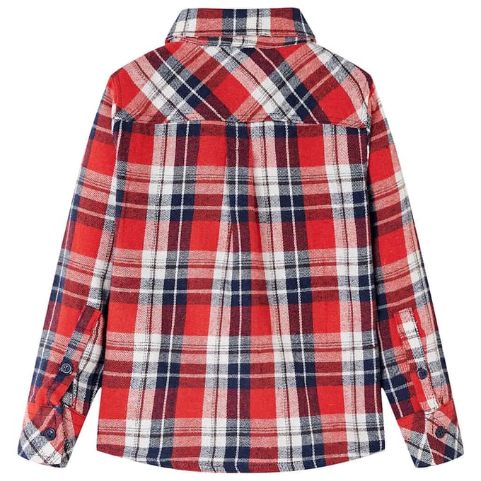 vidaXL - Kinderoverhemd - geruit - 116 - rood - en - marineblauw