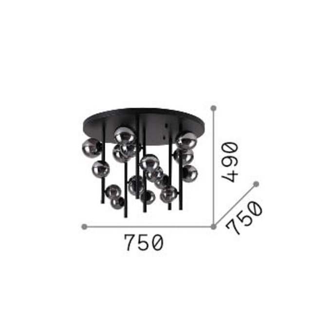 IDEAL LUX plafondlamp Perlage messing/wit, Ø 70 cm, 18 lampen
