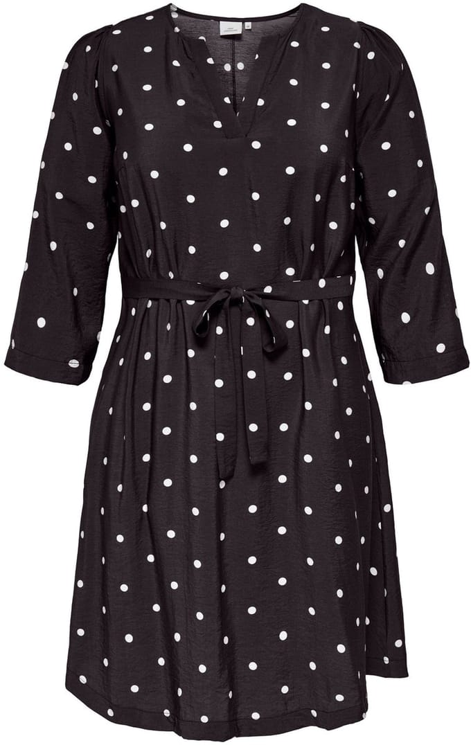 ONLY CARMAKOMA - CARCARRIE DOT 3/4 BLK DRESS AOP - Meisjes - Mini jurken