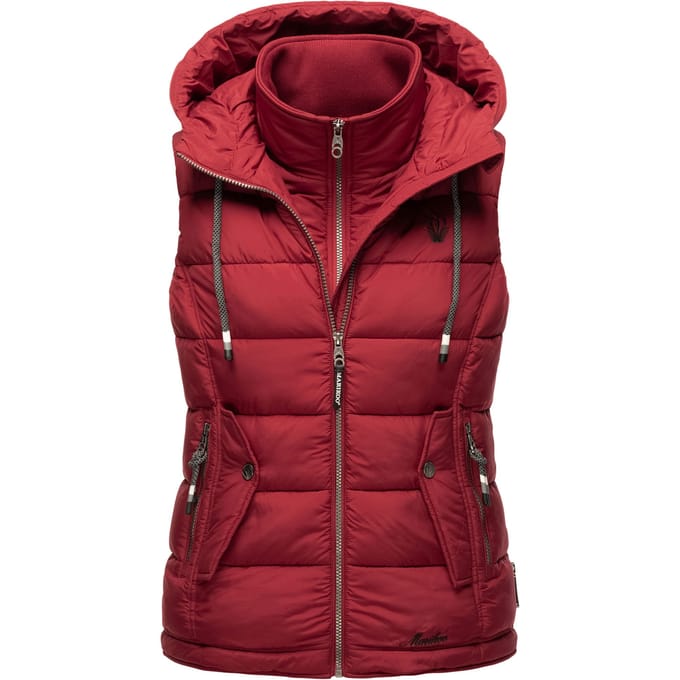 Marikoo dames gewatteerd vest – Taisaa, licht met capuchon & snackvak