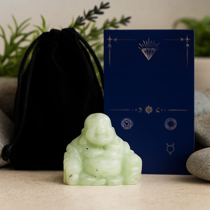 Ancient Wisdom - Edelsteen - Grote Boeddha jade 50x40x20mm - beeldje - decoratie - geschenk - spiritualiteit - kunst