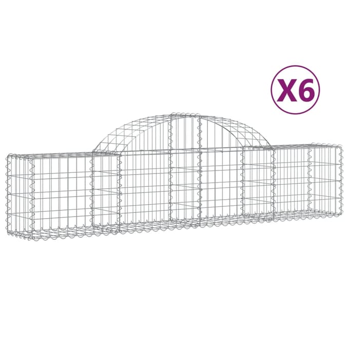 vidaXL - Schanskorven - 6 - st - gewelfd - 200x30x40/60 - cm - gegalvaniseerd - ijzer