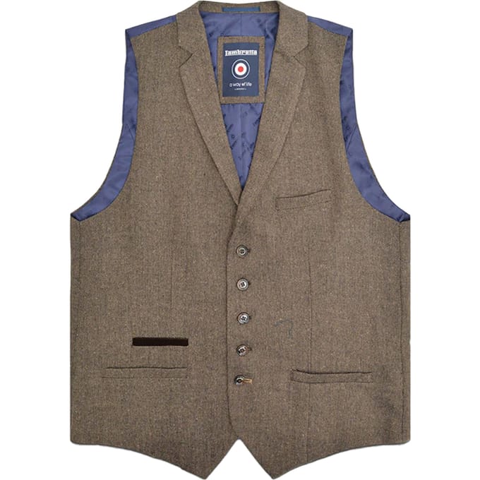 Lambretta Heren Morgan Herringbone Gilet (Bruin)