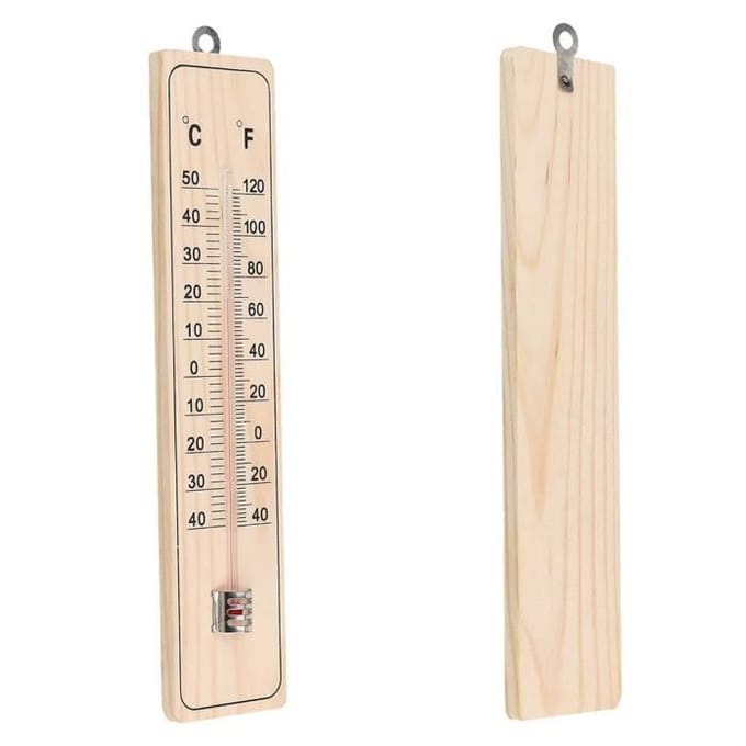Wandthermometer - Set van 5 - Duurzaam hout - -40°C tot 50°C - 21,5 cm x 4,8 cm groen