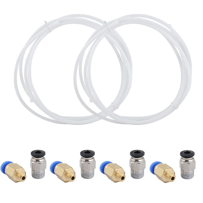 2*Tube PTFE PTEE 4*Raccord Rapide PC4 M6+4*Raccord Pneumatique Droit PC4 M10 Pousser blanc