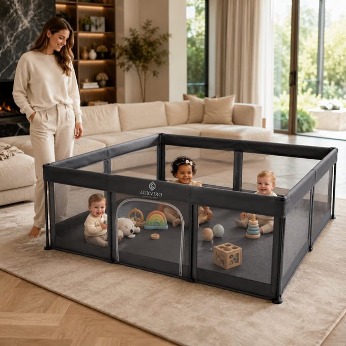 Luxviro Grondbox 120 x 180 cm - Inklapbare Speelbox Baby - Rechthoekig - Donkergrijs