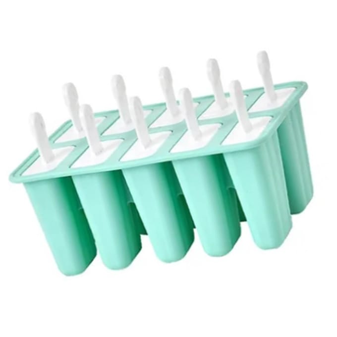 Ijsvorm 10 Vakken Voedselveilige Siliconen Anti-aanbaklaag Groen Ijslollymaker voor Thuis DIY white