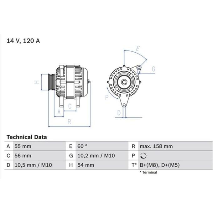 Driefasige generator BOSCH 0 986 044 410