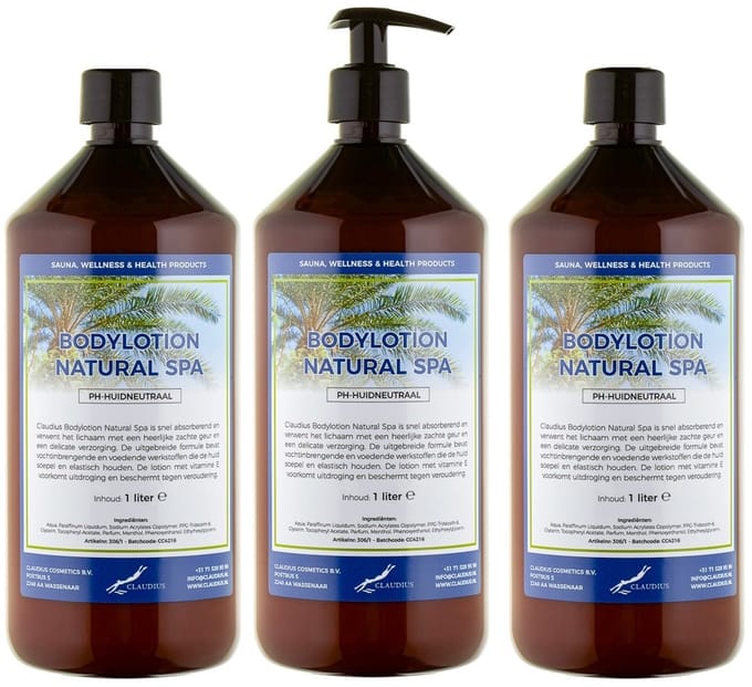 Bodylotion Natural Spa 1 Liter - met gratis pomp - set van 3 stuks
