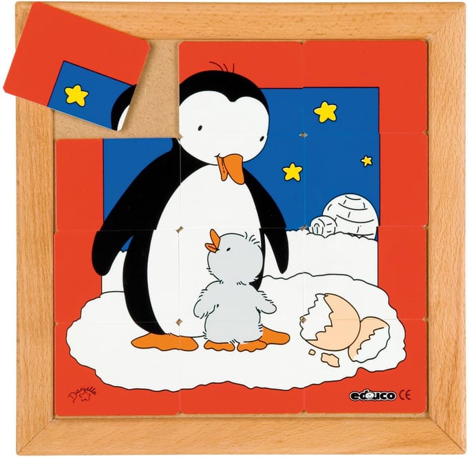 Dierenpuzzel Moeder en kind - Pinguïn - 12 stukjes - Educo