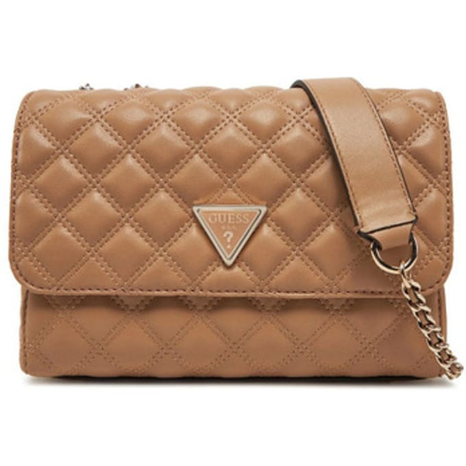 GUESS Schoudertas Giully Two Compartment Convertible Flap Beige Lichtbruin