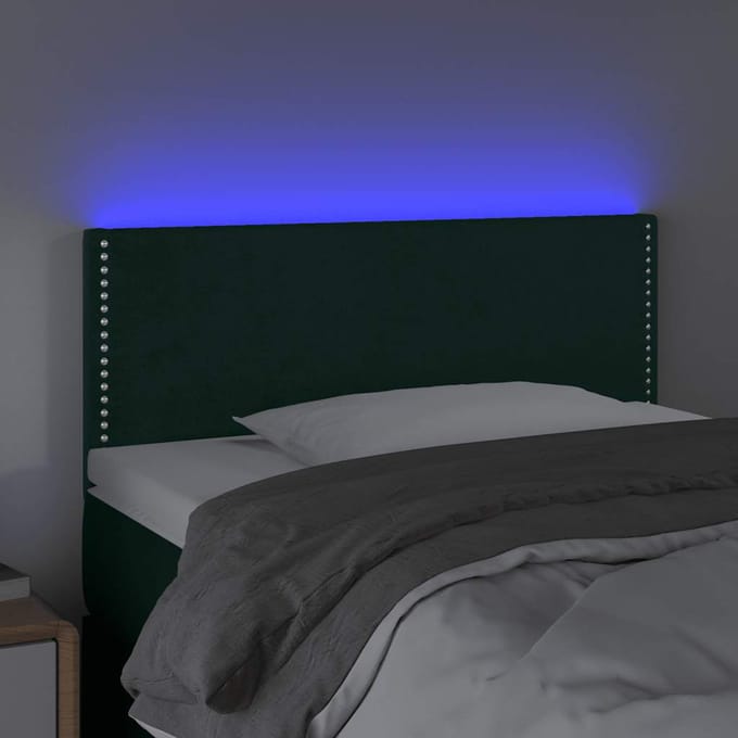 vidaXL Hoofdbord LED 100x5x78/88 cm fluweel donkergroen