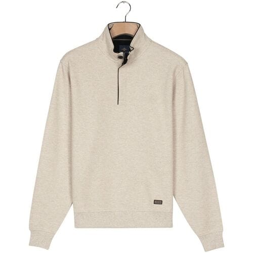 Baileys Trui Jacquard Texture Uni Color Sweat Zip Collar Kitt / male