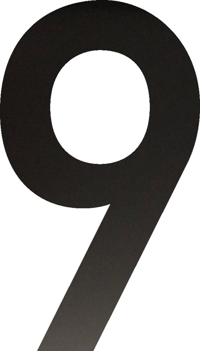 Huisnummer 20 cm - Nummer 9 - Mat Zwart RVS