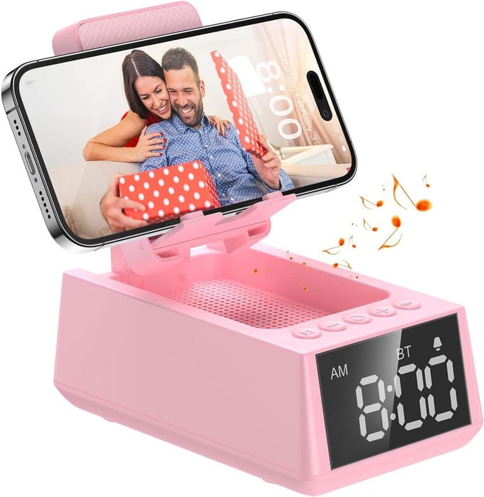 Draagbare Bluetooth Speaker met Klok en Telefoonhouder - Waterdicht