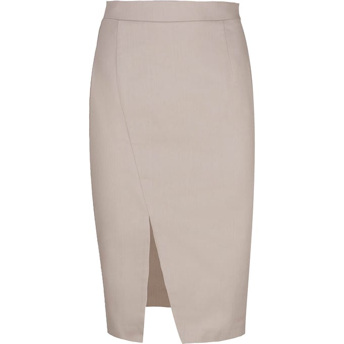 Beige denim kokerrok