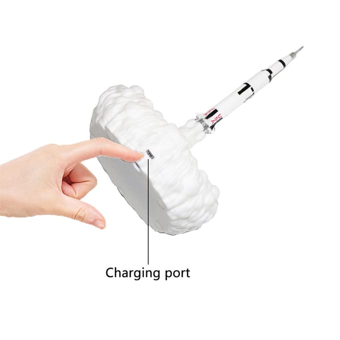 3D-printen Raket-bureaulamp Nachtkastje Lamp Warm LED-nachtlampje USB oplaadbaar Thuis Rocket I Type wit