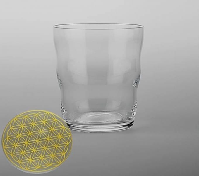 Drinkglas Jasmina met Bloem des Levens Goudkleurig