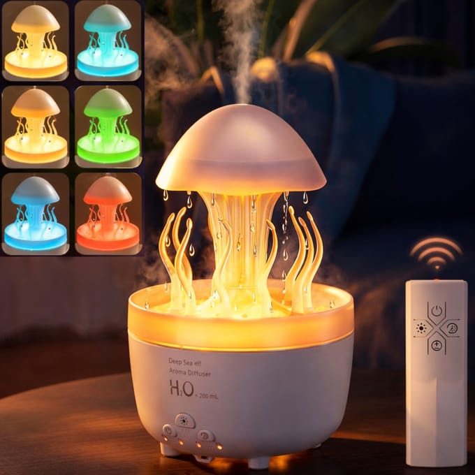 EasyMart _ Aroma Diffuser 300ml met 6 Etherische Oliën – Geurverspreider & Luchtbevochtiger – Met Afstandsbediening – LED – Slaapkamer – EasyMart
