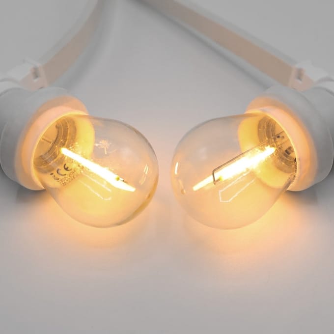 Prikkabel set met 1 watt LED filament lampen, met witte prikkabel