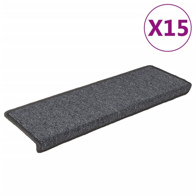 vidaXL - Trapmatten - 15 - st - 65x21x4 - cm - Donkergrijs - Rechthoekige - Rand